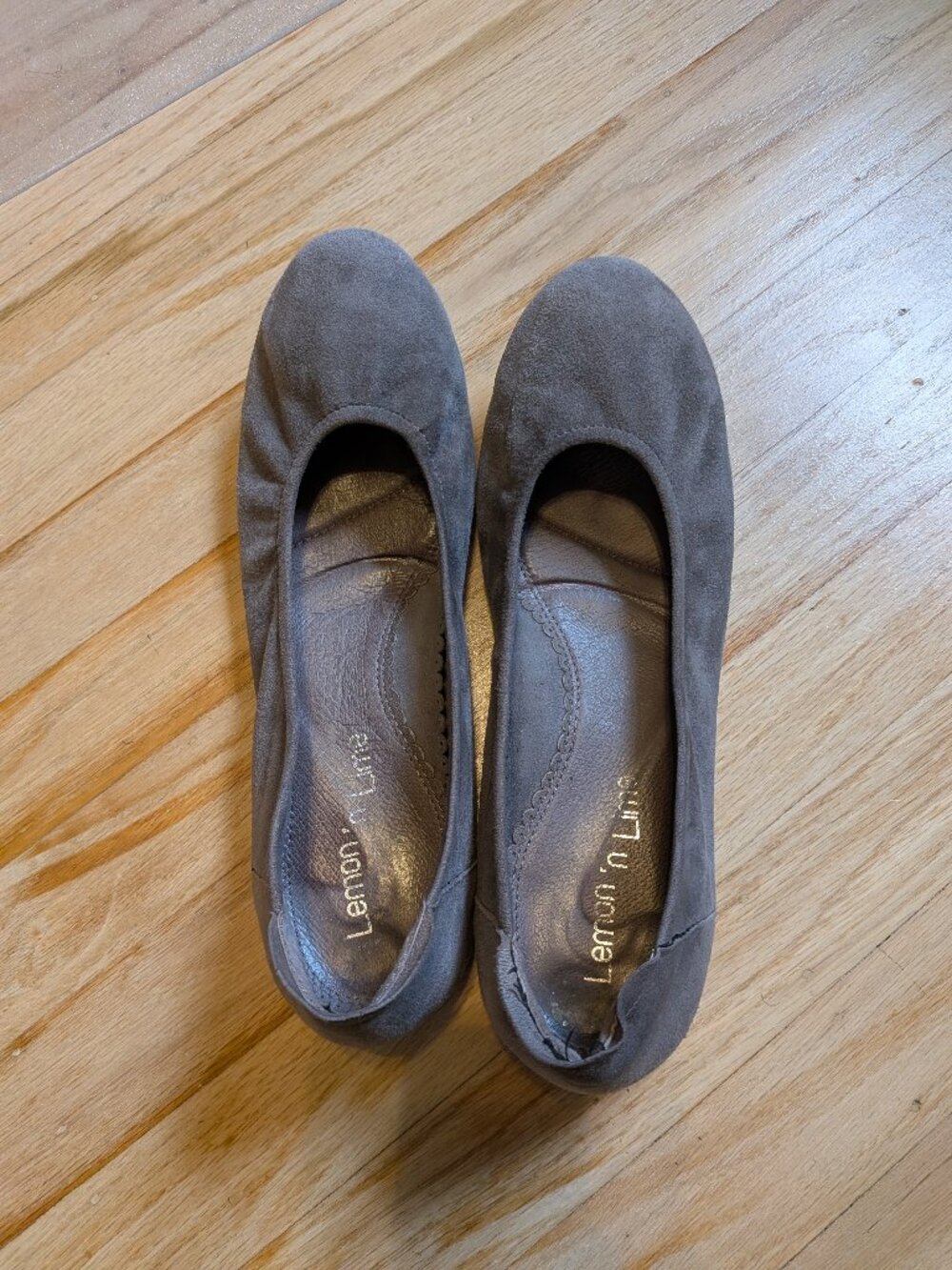 Lemon 'n' Lime Gray Suede Ballet Flats